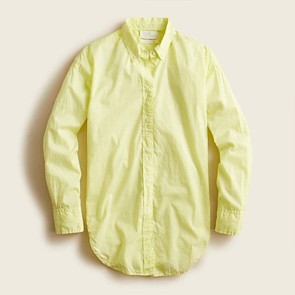 J.Crew Relaxed-Fit Garment-Dyed Lightweight Cotton Poplin Shirt Size 8